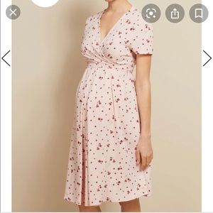 Isabella Oliver pink floral maternity dress